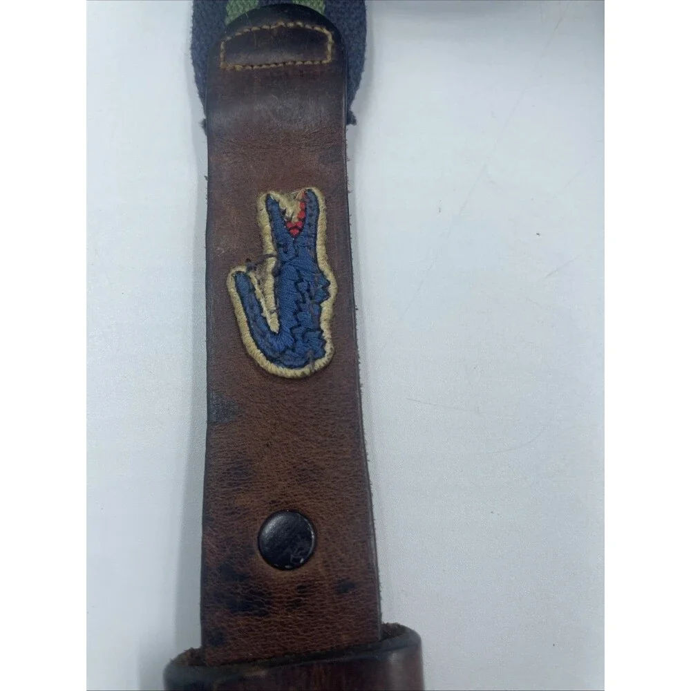 VINTAGE 1980s Lacoste Belt Men Size 34 Navy/ Green Striped Preppy Y2K Golf